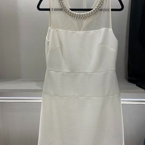 SD Collection, off white, cocktail dress, beaded neckline, size 10